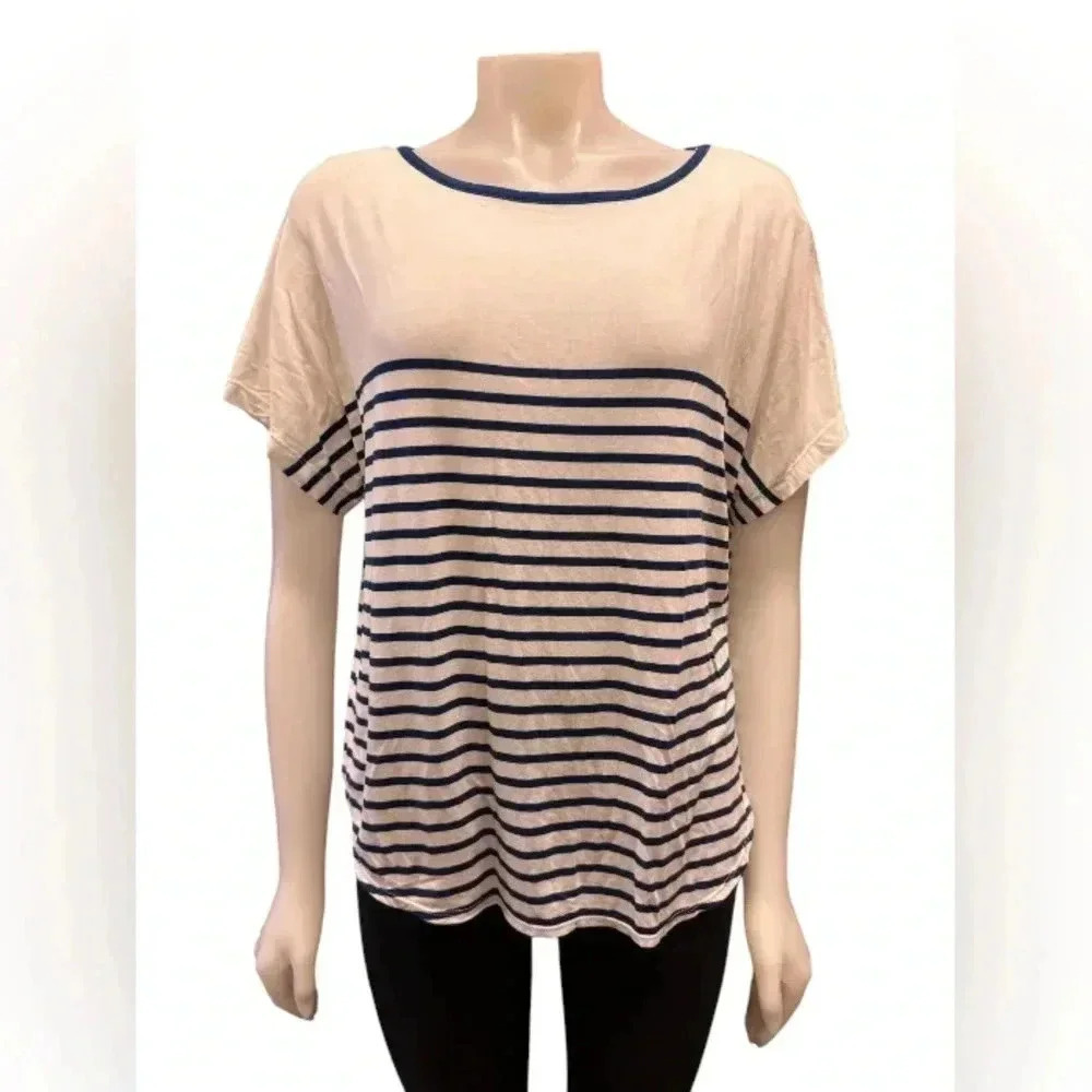Max Studio NWT Shirt Short Sleeve White/Blue Size Small